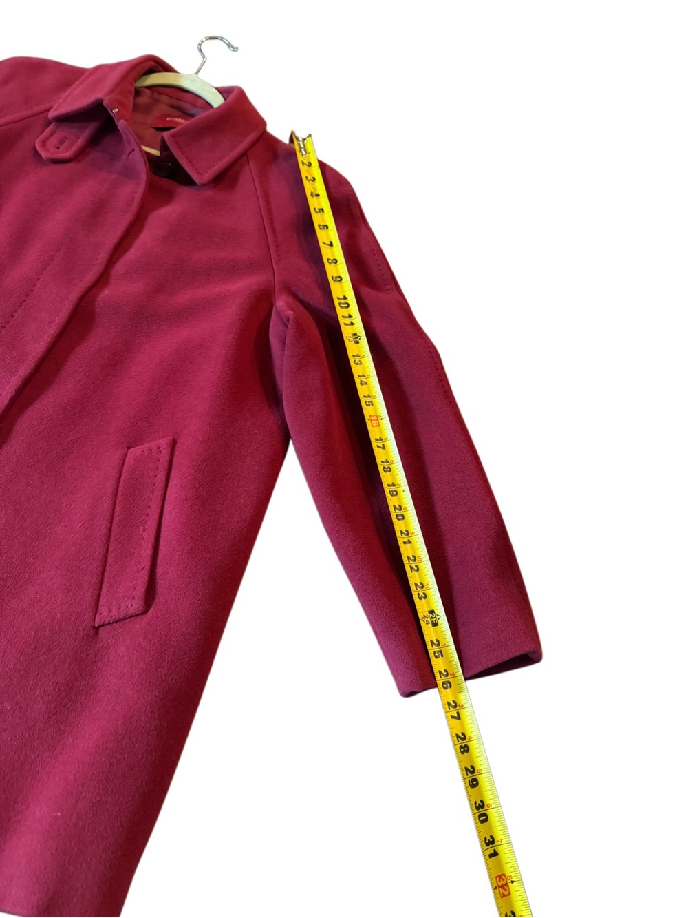 Burberry Red Wool Belted Pea Coat - Picture 14 of 14